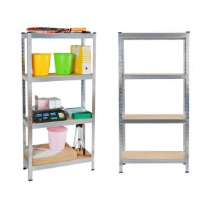 Malatec 4 polcos fém tároló állvány tárgyakkal és üres állvány - Malatec