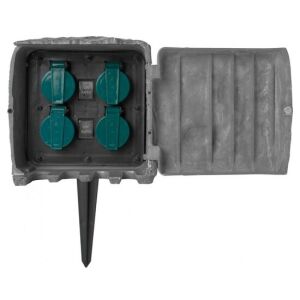 Prelungitor electric pentru gradina, model piatra, impermeabil, cu senzor de lumina, 4 prize, 3 m, Strend Pro 138696936 - Prelungitoare