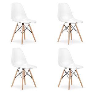 4 db skandináv stílusú szék, Mercaton, Osaka, polikarbonát, fa, átlátszó, 46x52x82 cm, átlátszó