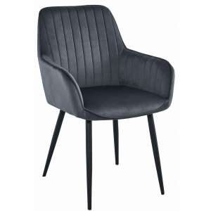 Konyha/nappali szék, Mercaton, Solden, bársony, fém, sötétszürke és fekete, 55x45.5x83.5 cm