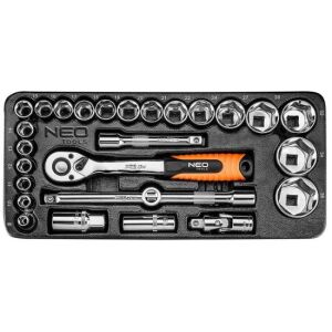 NEO Racsnisfej Készlet - 27 db, 1/2", 8-36 mm 145432169 - Dugókulcs