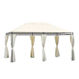 Acél Kertpavilon pavilion de grădină crem cu perdele izolat - Mercaton