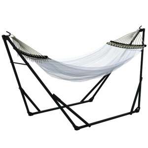 Hamac poliester cu suport otel, husa, alb, 263x89x100 cm 110376725