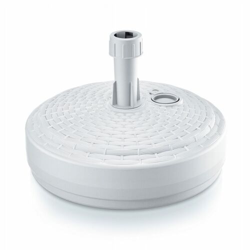 Fehér Prosperplast esernyőtartó, kerek talp kerti napernyőhöz