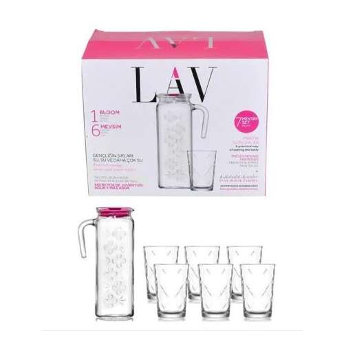 LAV Bloom MEVSIM S1 üveg kancsó és 6 pohár készlet