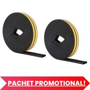 2 x Bandă autoadezivă Mercaton® pentru etanșarea ușilor și ferestrelor, profil P, 9 mm x 5,5 mm, rezistentă la UV, cauciuc EPDM, 6 m, maro - Bandă de etanșare