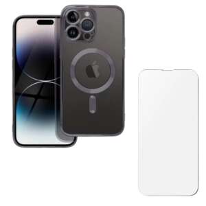 Mercaton védőburkolat és fólia iPhone 16 Pro Max készülékhez, TPU, kameravédelem, csúszásgátló, sárgásgátló, átlátszó fekete éllel