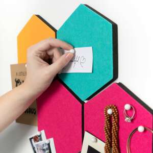 Zestaw 6 tablic korkowych Navaris o kształcie sześciokąta, 15 x 17 cm, 10 pinezek, 46230.03