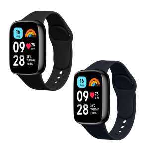 Dwa czarne silikonowe paski kwmobile do Xiaomi Redmi Watch 3 Active - Pasek do inteligentnego zegarka