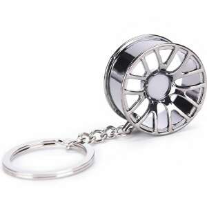Kulcstartó korróziógátló fémből, autófelni/kerék modell, ezüst