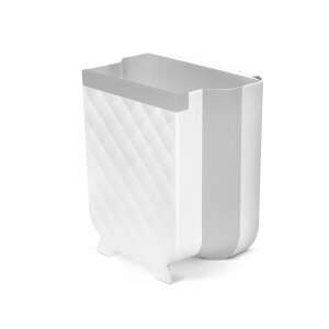 Bewello Cos de Gunoi Agățat de Ușă, 12L, Cos de Gunoi din Plastic Alb/Gri pentru Bucătărie sau Baie, Ușor de Instalare - Design interior