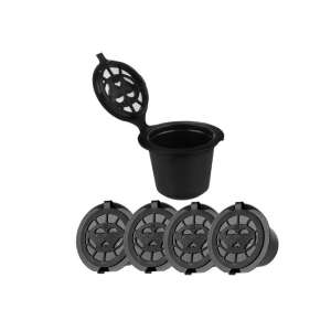 Ökológiai műanyagból és rozsdamentes acélból készült 5 db újrafelhasználható kapszula készlet Nespresso gépekhez