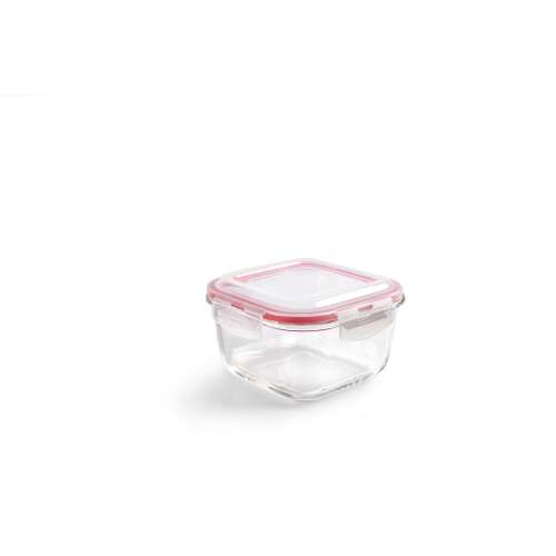 Caserola alimente Ibili-Borosilicato, sticla borosilicata, 16x16x9.5 cm, 1 l, transparent/rosu 110384017