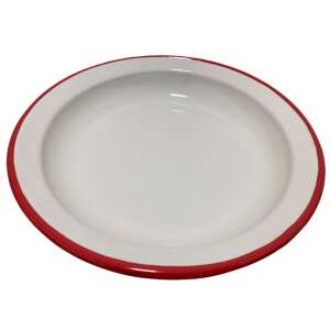 Servírovacia miska Ibili Bordeaux z emailovanej ocele, biela s červeným okrajom, 32x4 cm - Misky