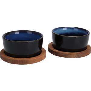 Excellent Houseware Tapas-Servierset, Keramik/Holz, 9 x 3,5 cm, blau 110384059 - Servierschalen