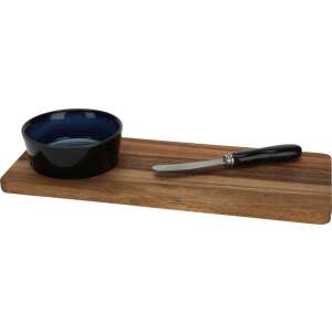 Set de servire Excellent Houseware 3 piese: platou de servire din lemn de acacia, bol ceramic și cuțit de unt - Boluri de servit