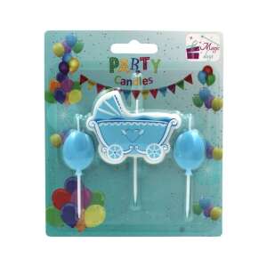 Zestaw 3 świec niebieski wózek party 110384804 - Rekwizyty imprezowe