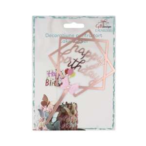 Cake Topper tort mesaj rose Happy Birthday 110384759 - Decoratiuni pentru tort