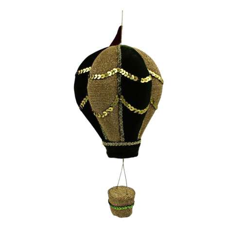 Zöld és arany forrólevegős ballon karácsonyi dísz, Ornament Decoris - Karácsonyfadísz