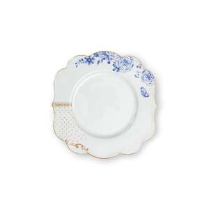 Pohľad zhora na porcelánový tanier Pip Studio Royal White s modrým kvetinovým dizajnom. - Pip Studio