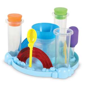 Learning Resources Rainbow Reactions Preschool Science Lab, o jucărie STEM pentru copiii de 4 ani și mai mari, prezentând baza în formă de curcubeu, tuburile de testare și instrumentele pentru efectuarea experimentelor științifice - Jocuri stiintifice si exploratori