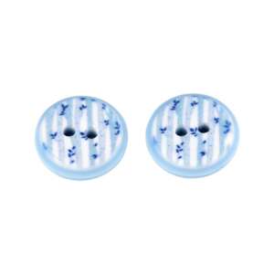 5 db Kék Csíkos Levélmintás Gomb - 15 mm 110386599 - Gomb