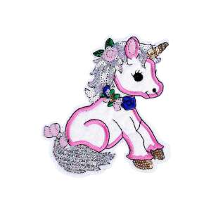 Egyszarvú Hőragasztós Applikáció - Csillogó Flitterekkel - 11,2 x 13,7 cm 110387057 - Vasalható matrica