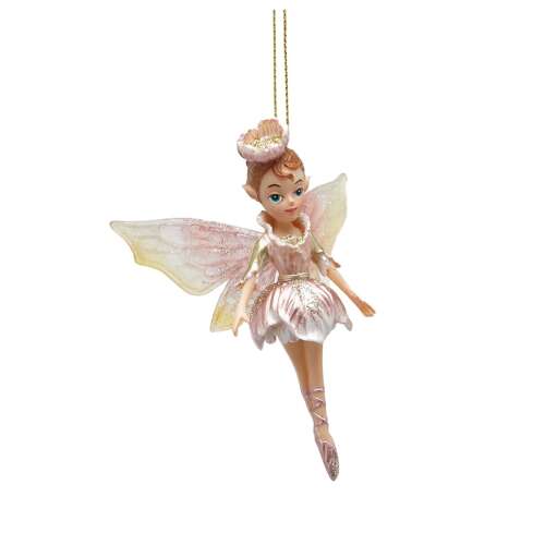 Rózsaszín tündér karácsonyfadísz, Zana Florilor, 10 cm - Dekoráció