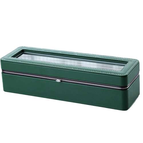 Elegáns Pufo Gentleman doboz tároláshoz és rendszerezéshez 6 karóra rekesszel, zöld 110389893