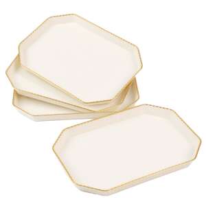 Set 4 tavi dreptunghiulare Pufo Gentle pentru servire aperitive, dulciuri, bomboane, 20 x 15 cm, alb 110390230 - Servirea