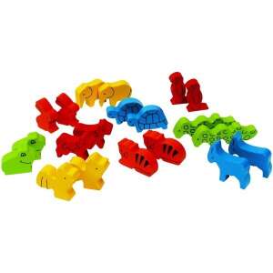 Satz bunter Holztierfiguren für das Casa Banana Lernspiel - Schaukelpferde, Schaukeltiere und Entwicklungsspiele für Kinder im Kindergartenalter