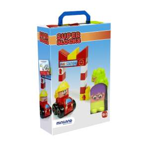 Miniland Super Blocks Tűzoltóállomás építőjáték, 18 darab, 18 hónapos kortól - Miniland