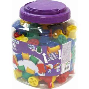 Miniland Educational 100 darabos tekercses fűzőjáték átlátszó tartályban. Ideális óvodások finommotoros készségeinek fejlesztésére. - Miniland