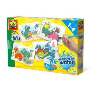 SES My First Malen mit Wasser Dinosaurier Aktivitätsset, 4 Wassermalbücher, Pinsel, ab 1 Jahr - Kinderheft Ausmalen
