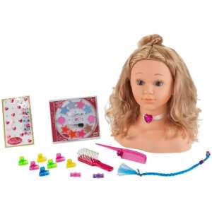 Prinzessin Coralia Puppenkopf mit blonden Haaren, Make-up-Set, Haarschmuck und Styling-Werkzeugen - Klein