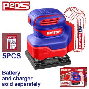 EMTOP ELSHS2014 110x100mm Akku-Exzenterschleifer (Akku und Ladegerät separat erhältlich) - Schleifmaschinen