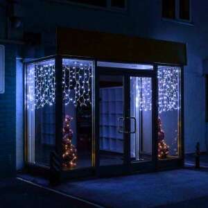 Fehér LED jégcsap fényfüzér, 6 méter hosszú, 2 méter széles, 480 LED, fekete vezeték, IP65 védettség, tökéletes otthoni vagy üzleti díszítéshez az ünnepekre - Nonbrand Fényfüzér