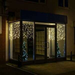 Meleg fehér LED függöny fények, 480 LED, 6m x 2m, fekete vezeték, IP65, kültéri használatra - Nonbrand Fényfüzér