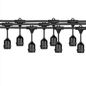 Fekete kültéri lámpafüzér kábel 10 aljzat, 10 méter hosszú, 220V, összekapcsolható - Nonbrand Fényfüzér