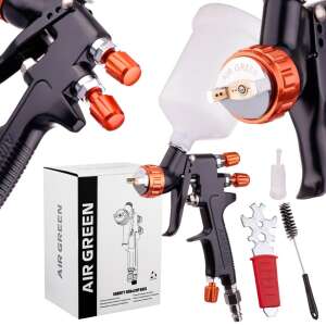 Pistol de vopsit Sicopro Air Green SK791 HVLP cu duză de 1,3 mm, rezervor de 600 ml, set complet cu accesorii - Instrument