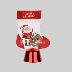 Set de 3 figurine luminoase în formă de ciorap de Crăciun, roșu și alb, design Moș Crăciun - Nonbrand Decorațiuni de Crăciun