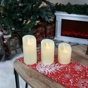 Set de 3 lumânări LED, alb cald, efect de flacără pâlpâitoare, perfect pentru decorarea casei - Design interior