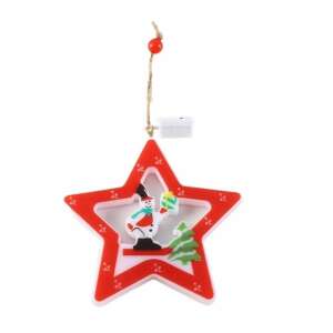 Czerwono-biała, gwiaździsta ozdoba choinkowa z wycięciem bałwana, idealna na choinkę lub do dekoracji okna - Nonbrand Ozdoby choinkowe