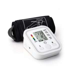 Digitálny monitor krvného tlaku s LCD displejom, manžetou a automatickým senzorom, biela farba - Monitor krvného tlaku