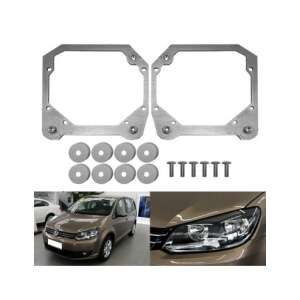 Kit upgrade faruri VW Touran 2013-2015: rame adaptoare, șuruburi, șaibe; exemplu de instalare prezentat - Lumini auto