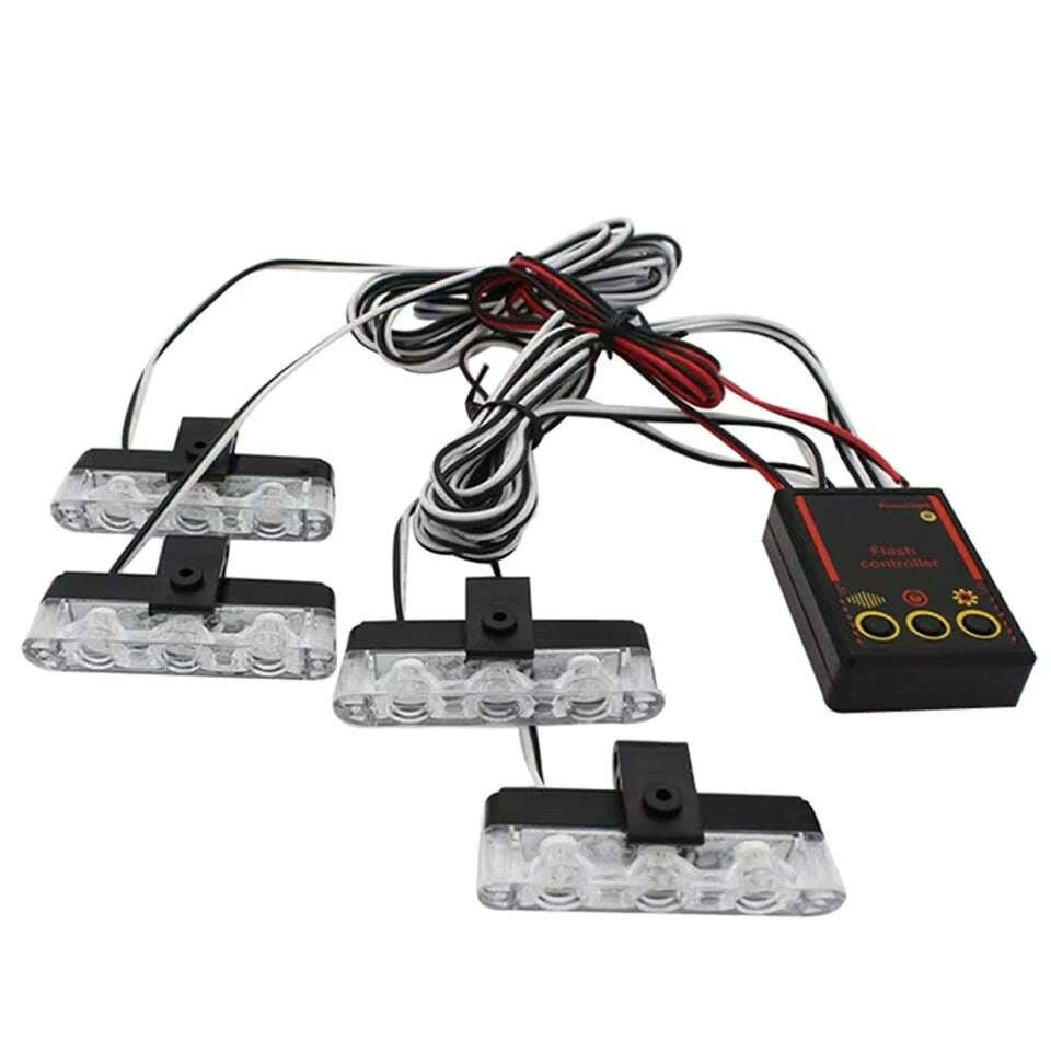 Sárga figyelmeztető lámpák a grillhez, LED, 36W, 12V, stroboszkóp és távirányító funkciókkal