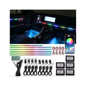 Kit iluminare ambientală fără fir Symphony 18 în 1 cu LED, acrilic - Uși, tabloul de bord, mânere - AMB04: Kit complet cu benzi LED, controlere și accesorii pentru iluminarea interioară a mașinii. - Lumini auto