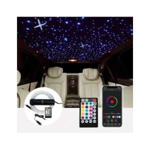 Kit Fibra Optică plafon stea RGBW 450 fire 2M 0,75mm cu aplicație: Kit complet cu fibre optice, unitate de control, telecomandă și aplicație pentru crearea unui efect de plafon înstelat în mașina dumneavoastră. - Lumini auto