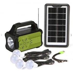GD Plus GD-8075 Solárna súprava so solárnym panelom, LED žiarovkami a káblami Powerbank - Prenosné nabíjacie stanice