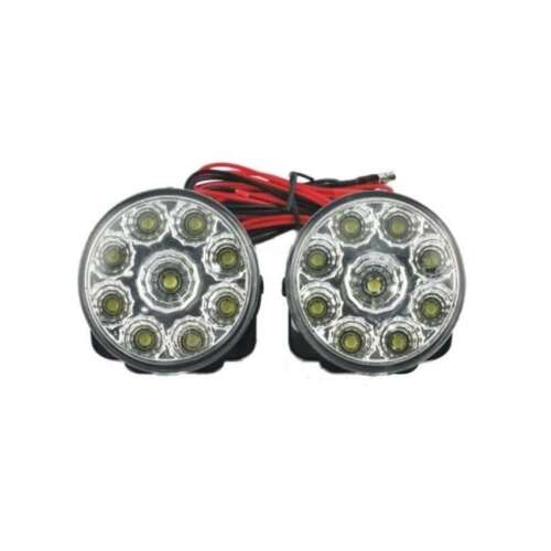 Pereche de lumini de mers diurne cu 9 LED-uri, 0,5W fiecare, 12V, 70x64,5x46mm